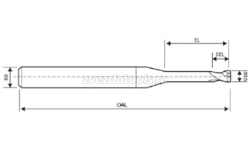 YP604LG D1-1.5-20-d0.95-D4-50L-4T Твердосплавная концевая фреза 4-х зубая с удлиненной шейкой для обработки стали до 55HRC YP604LG D1-1.5-20-d0.95-D4-50L-4T Твердосплавная концевая фреза 4-х зубая с удлиненной шейкой для обработки стали до 55HRC