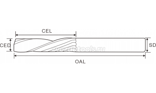 YA551L D0.4-2-D3.175-38L-1T Твердосплавная фреза с одной канавкой для обработки алюминия и цветных металлов без покрытия YA551L D0.4-2-D3.175-38L-1T Твердосплавная фреза с одной канавкой для обработки алюминия и цветных металлов без покрытия