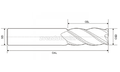 YH634A D16-50L-D16-100L-4T Твердосплавная концевая фреза 4-х зубая для обработки материалов до 55HRC YH634A D16-50L-D16-100L-4T Твердосплавная концевая фреза 4-х зубая для обработки материалов до 55HRC