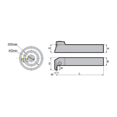 QFGD2525R22-130L Резец (державка) канавочный торцевой