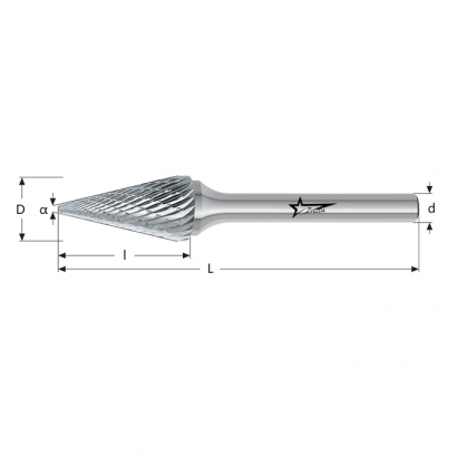 Борфреза твердосплавная коническая ZM0313D03-38, Тип ZM