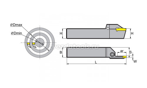 QFHD2525L22-58H Резец (державка) канавочный торцевой QFHD2525L22-58H Резец (державка) канавочный торцевой
